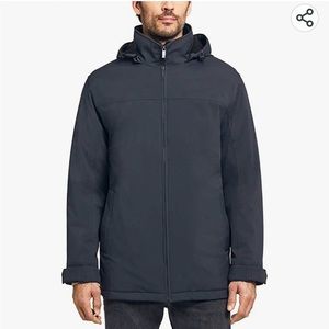 NEW - Weatherproof Stretch Tech Men's Jacket, Double Zip Hooded Water Rep - navy